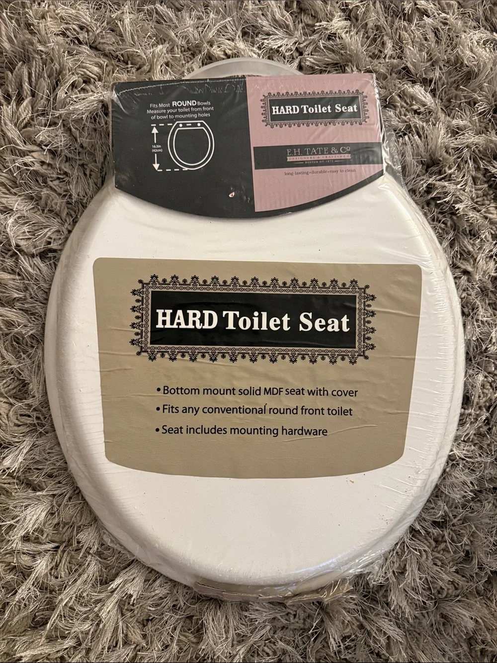 White Hard Toilet Seat Standard Size